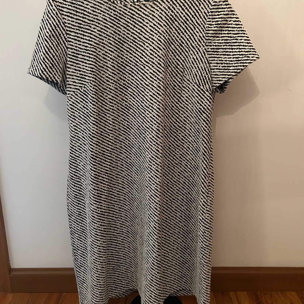 Calvin Klein Black & White Diagonal Stripe Midi Dress- Business